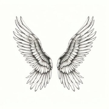 recommend clip art: Angel wings drawing sketch line.