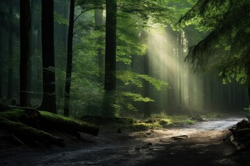 Forest light green sunlight.