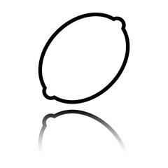 Lemon simple icon vector. Flat design. Black icon with mirror reflection. White background