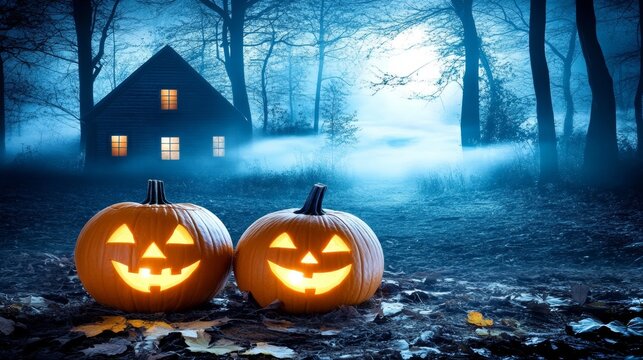 A spooky fog-covered street in an old town