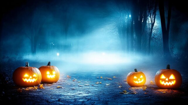 A spooky fog-covered street in an old town