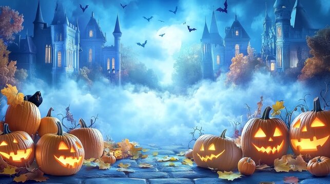 A spooky fog-covered street in an old town