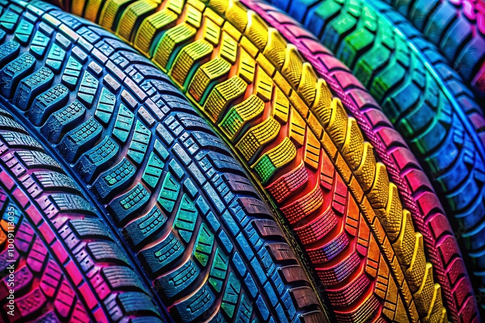 Poster close-up of tire treads showcasing intricate patterns and textures for automotive and transportation