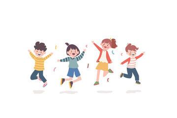 Fototapeta premium kids playing illustration fun playful friendship children nature childhood