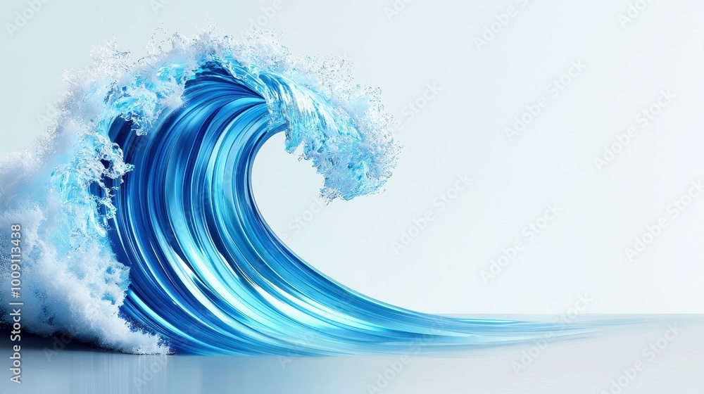 Aufkleber a single wave crashes against a white background, creating a dynamic and artistic image.