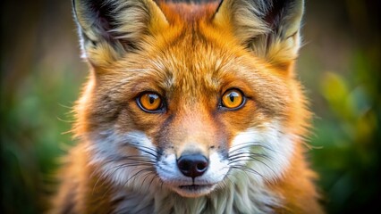 Obraz premium Close-Up Portrait of a Red Fox Face with Striking Orange Fur and Intense Eyes in Natural Habitat