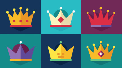 crown icon illustration set