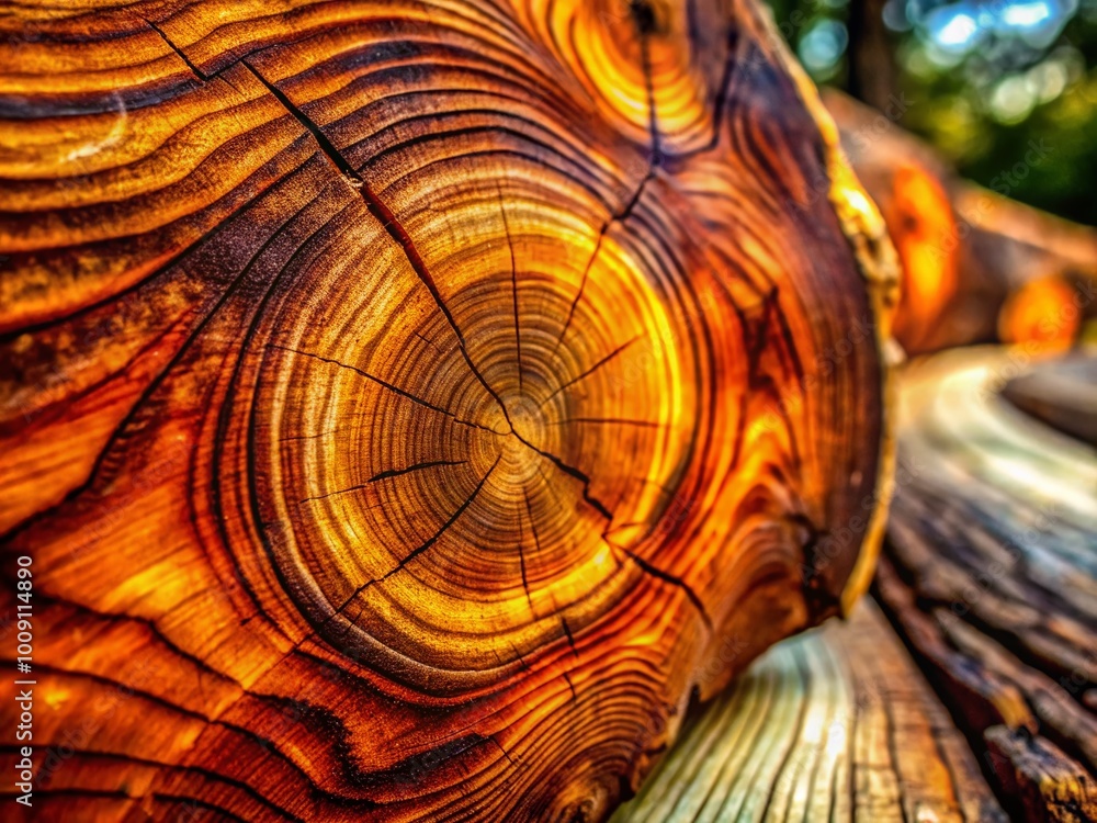 Aufkleber close-up view of natural wood texture with unique patterns and depth perspective for design use