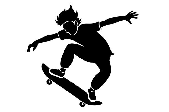 recommend clip art: Cartoon boy riding a skateboard. Vector illustration.