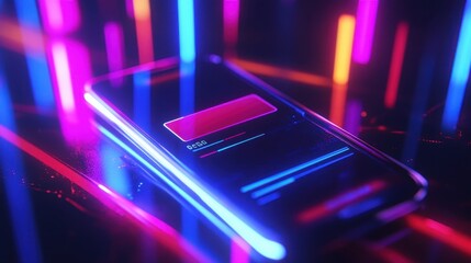Neon Glow of Technology - Futuristic Smartphone Display