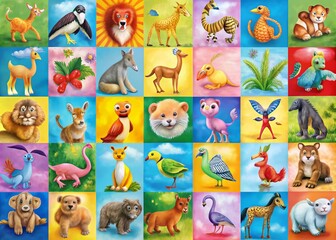 Fototapeta premium Colorful ABC Animals Alphabet Chart for Kids Learning and Educational Purposes in Bright Design