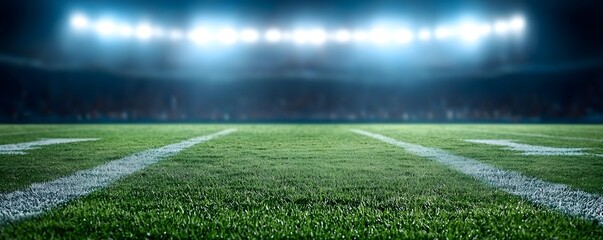 Obraz premium Futuristic High-Tech American Football Arena with LED Lights - Innovative Seating and Electric Atmosphere of Excitement