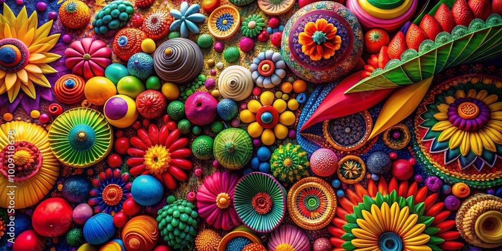 Poster colorful abstract shapes and patterns blending together to create a vibrant visual experience