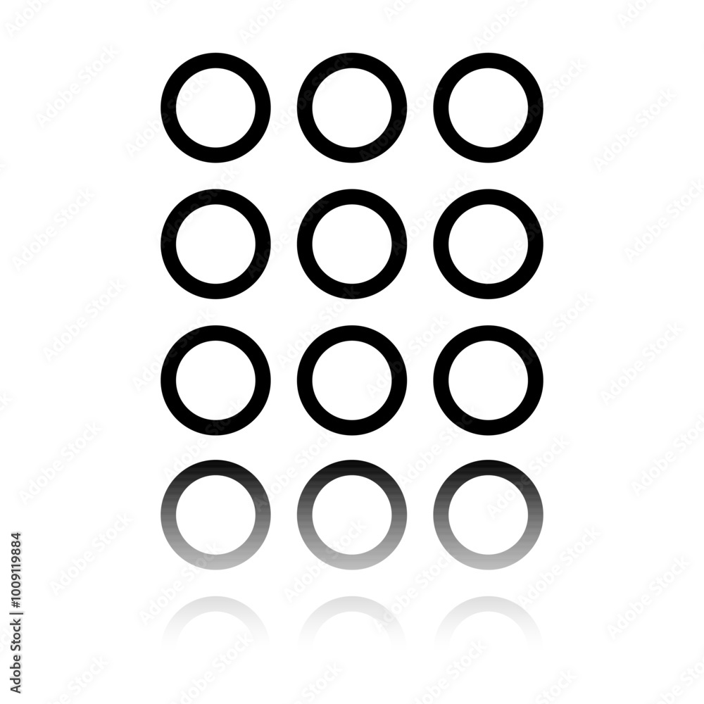 Poster menu simple icon, vector. flat design. black icon with mirror reflection. white background