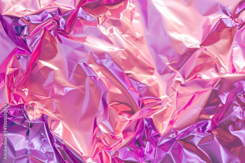 Poster A close-up view of a pink foil surface with intricate patterns and textures