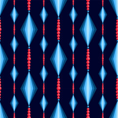 Seamless pattern with crystal and beads. vector. Cristmas ornament.