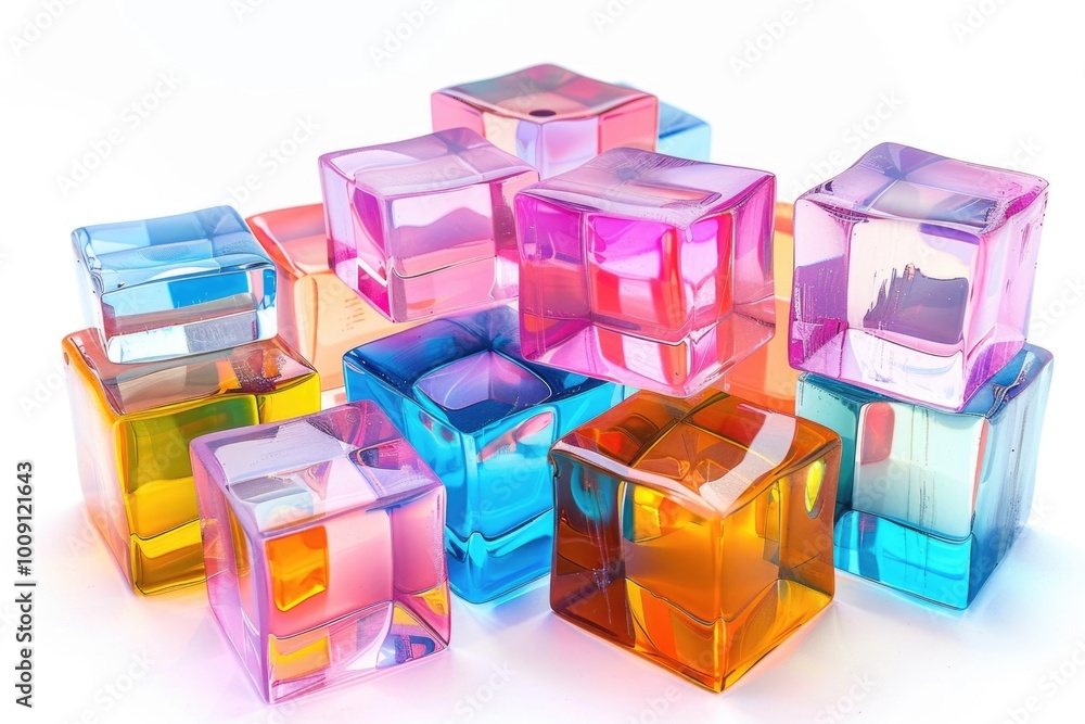 Poster a group of colorful ice cubes stacked on top of each other