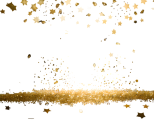 Star Sequin Confetti Frame. Gold Glitter. Falling Particles. Generative AI.