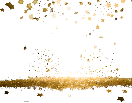 Star Sequin Confetti Frame. Gold Glitter. Falling Particles. Generative AI.