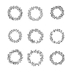  vector of black silhouette of wreath silhouette