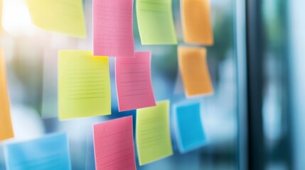 A close-up of colorful sticky notes pinned on a board. This conveys organization and the importance of reminders in planning.