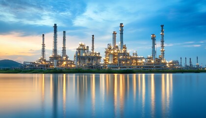 Fototapeta premium Industrial Complex at Sunset