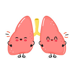 Lungs laughs character. Vector hand drawn cartoon kawaii character illustration icon. Isolated on white background. Lungs character concept