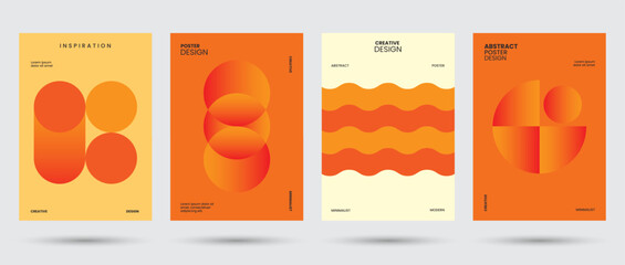 Abstract collection of retro shapes backgrounds. Brutal contemporary figure circle oval wave patterns. Vintage color, cover, groovy, trippy, decoration, geometric, banner. Swiss design aesthetic