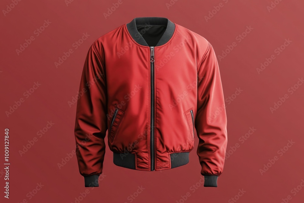 Poster a close-up shot of a red jacket on a solid red background
