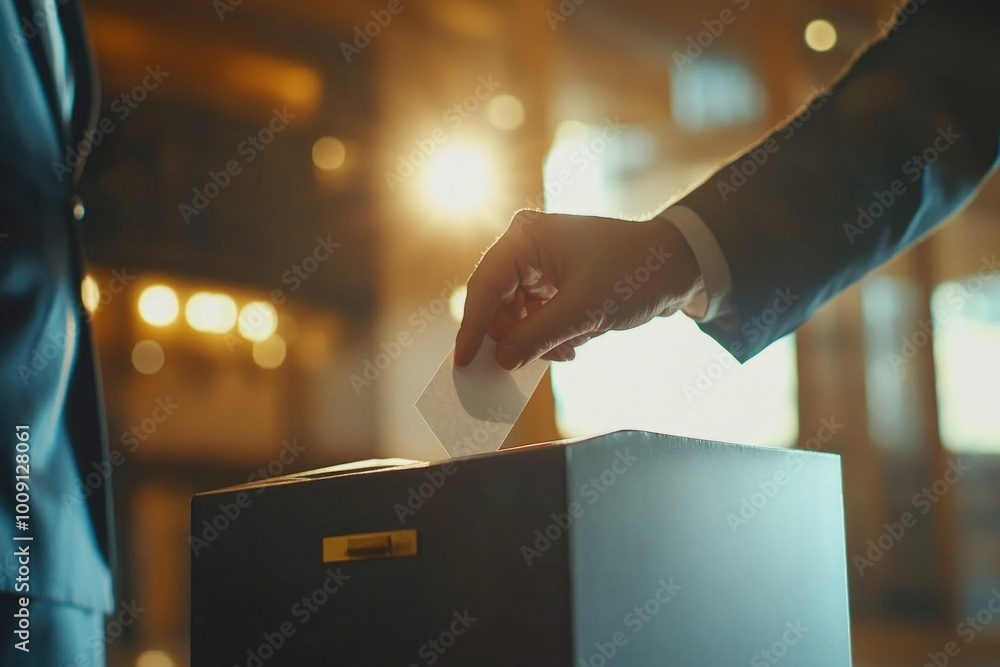 Poster a person placing a piece of paper into a cardboard box for storage or filing