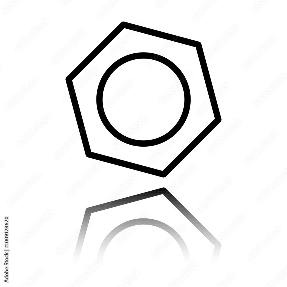 Poster nut simple icon vector. flat design. black icon with mirror reflection. white background