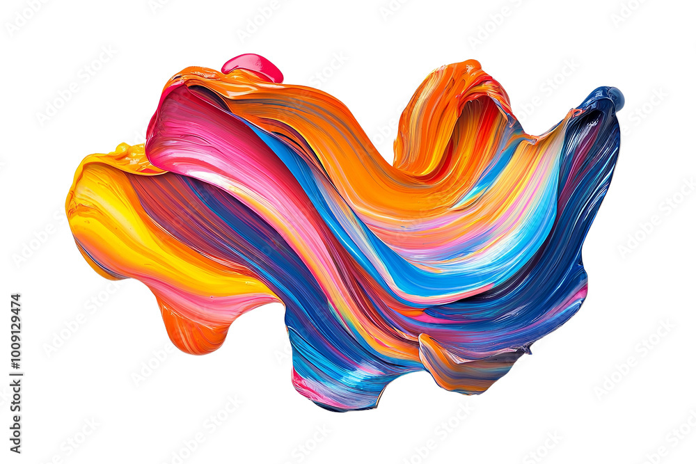 Poster abstract paint stroke in motion, fluid movement ,isolated on transparent background