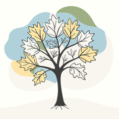 maple tree autumn vector illustration 