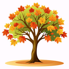 maple tree autumn vector illustration 