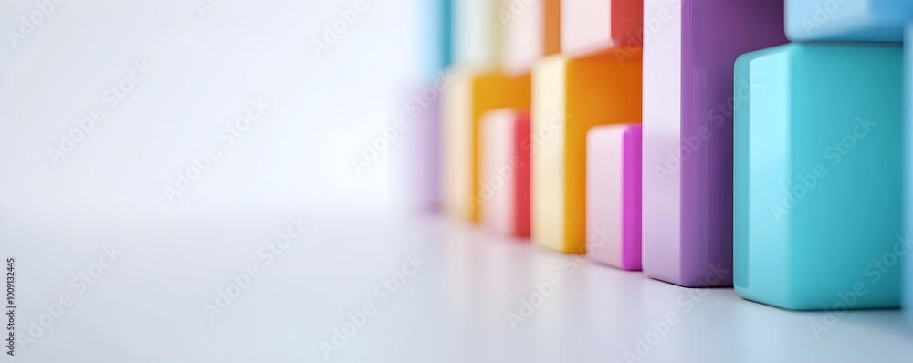Poster colorful abstract blocks representing economic forecast model - visualizing business strategy and an