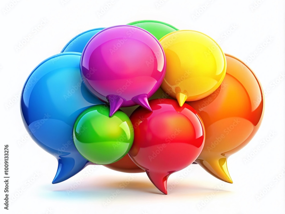 Poster colorful chat bubble image representing digital communication, messaging, and social interaction con