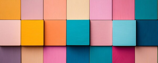 Colorful Wooden Blocks Symbolizing Financial Stability and Creative Wealth Strategies - Vibrant Arrangement for Business Performance and Growth