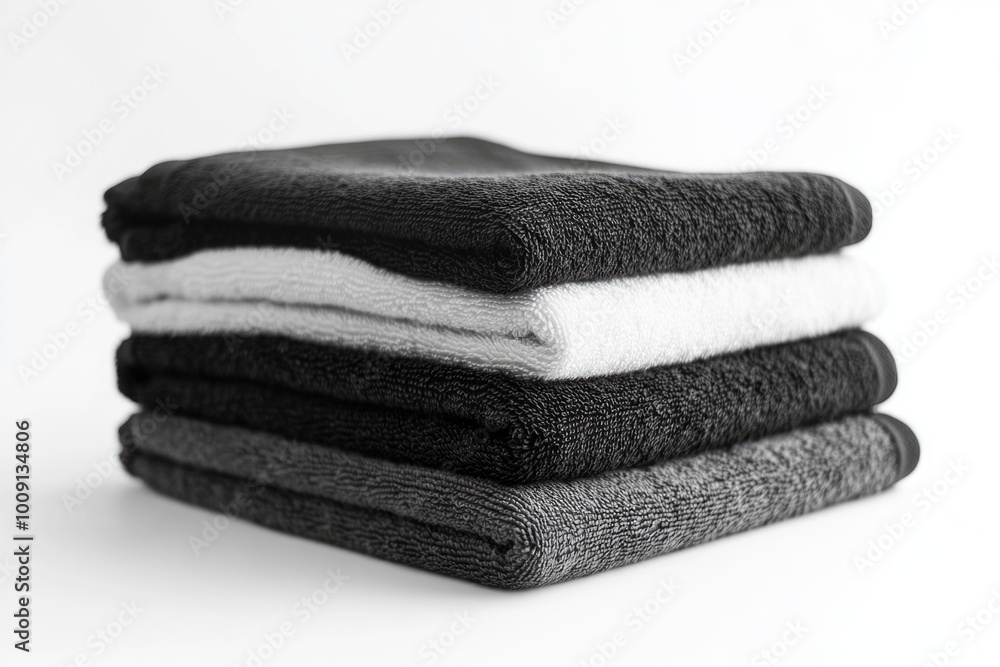 Poster A collection of towels stacked on top of each other, suitable for use in still life photography or as a prop in various settings