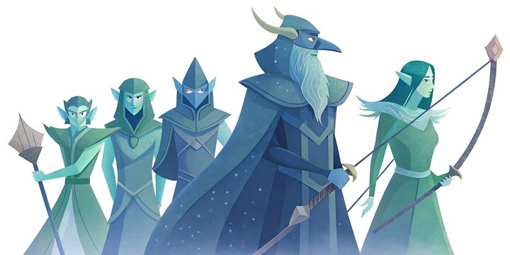 Una l&iacute;nea diversa de elfos de fantas&iacute;a.