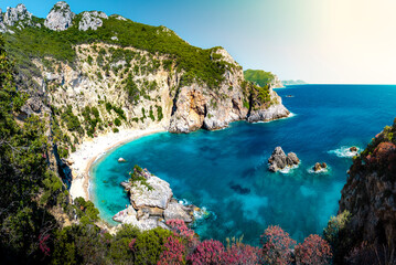 Grecja, Korfu, plaża, morze.