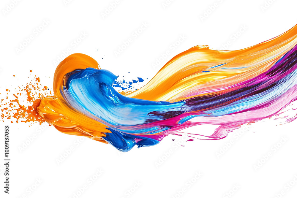 Poster Abstract paint stroke in motion, fluid movement ,Isolated on transparent background
