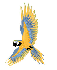 Arara, ave, brasil, ilustração, arara amarela, azul, verde, tropical, arte, pintura, verão, pássaro, voo, animal, natureza, floresta, Amazônia, carnaval, pena, fauna, zoológico, estampa, embalagem, ar © Débora Floriano