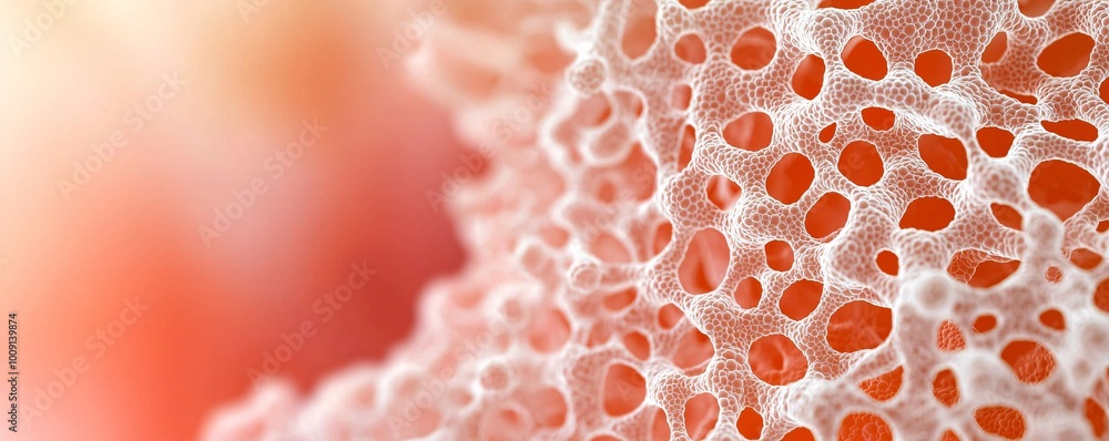 Poster close-up of bone marrow unveiling the organic process of red cell production at a cellular level - g