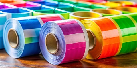 Colorful filter label roll for organizing and categorizing items in office or home settings