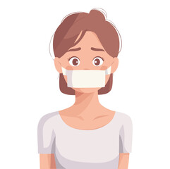Young Girl with a sealed mouth. The man cannot speak Flat illustration