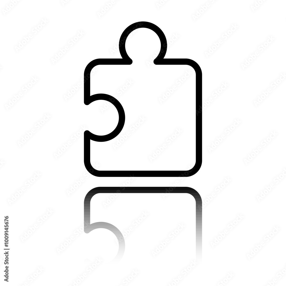 Poster puzzle vector, simple icon. flat design. black icon with mirror reflection. white background