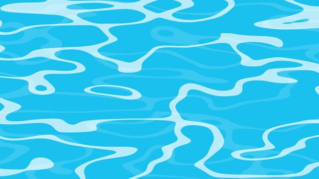 Blue Water Background Animation. Turquoise Sea o Pool Top view Cartoon animated