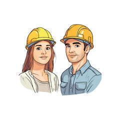 Construction Team Working Together Safely vector illustration isolated on white background flat