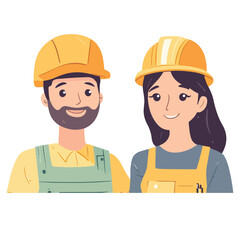 Construction Team Working Together Safely vector illustration isolated on white background flat
