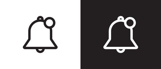 New notification bell icon. Alarm symbol, incoming message symbol, subscription alert bell, new notification, reminder. Notification icon vector illustration on black and white background.